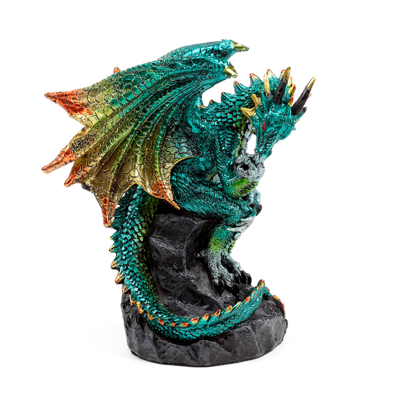 Draghi Figura Con Mistico Sfera - Fantasy Statua Decorativa Cassiere