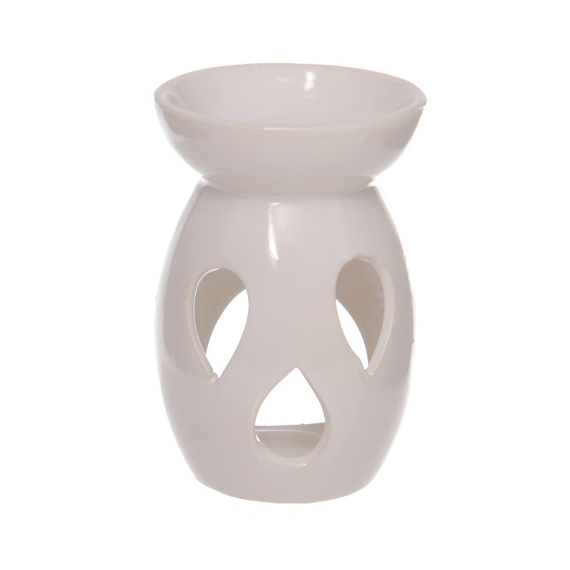Brucia Essenza In Ceramica Con Ritagli A Forma Di Goccia - Bianco