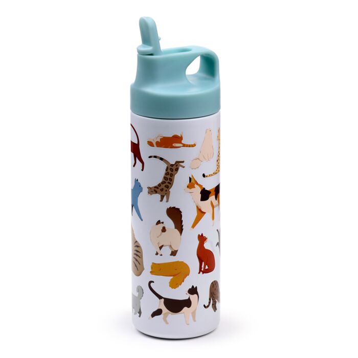 Borraccia Termica in Acciaio con Apertura Flip Top 500ml - Gatti - Feline Fine
