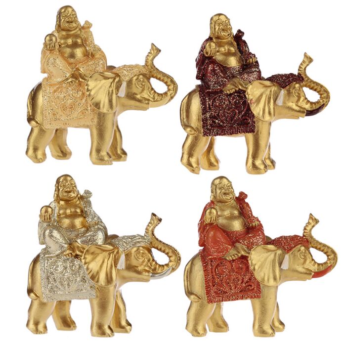 Buddha Dorato Seduto su Elefante