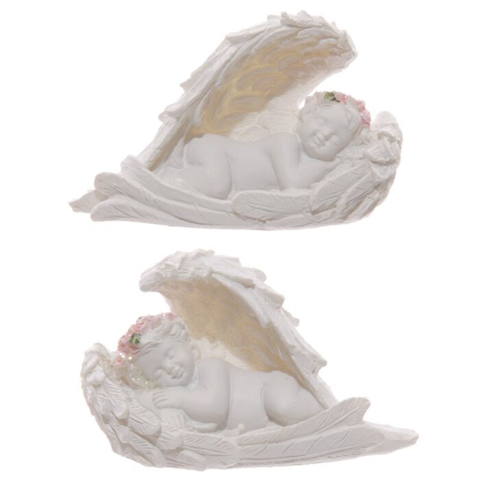 Cherubini con Corona di Rose Rosa che Dormono nelle Ali