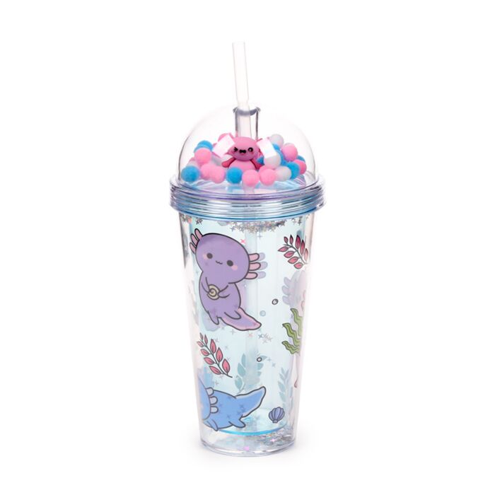 Bicchierone con Cannuccia e Decorazioni - Maddie, l'Axolotl - Animali Dolci