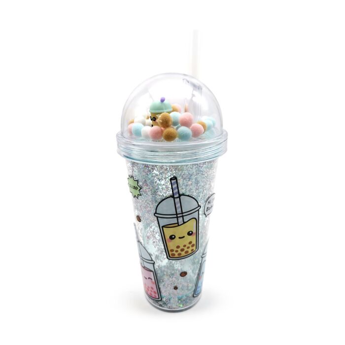 Bicchierone con Tappo con Decorazioni e Cannuccia - Bubble Tea - Foodiemals