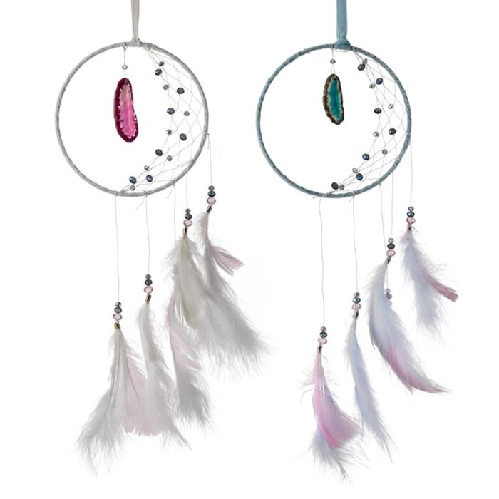 Acchiappasogni con Gemma di Agata - Luna Crescente - Bianco