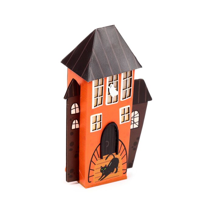 Casetta Decorativa per Halloween con LED - Gatto Nero e Fantasma - Spooky