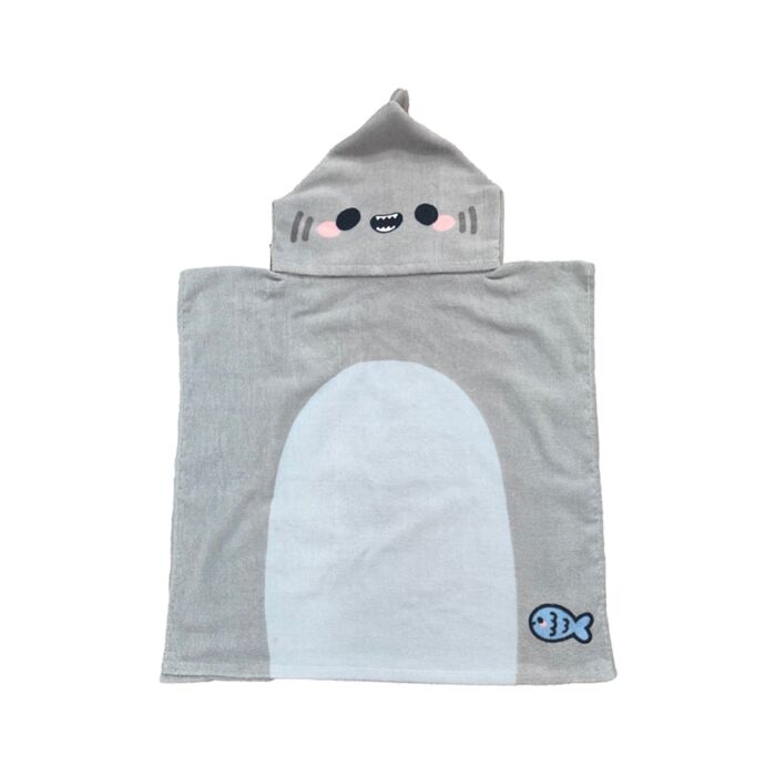 Poncho con Cappuccio per Bambini - Archie, lo Squalo - Animali Dolci