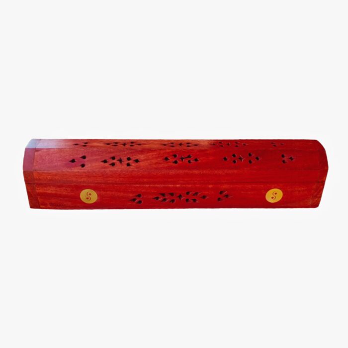 Scatola Porta Incenso in Legno Mango con Intarsi in Ottone - Yin Yang
