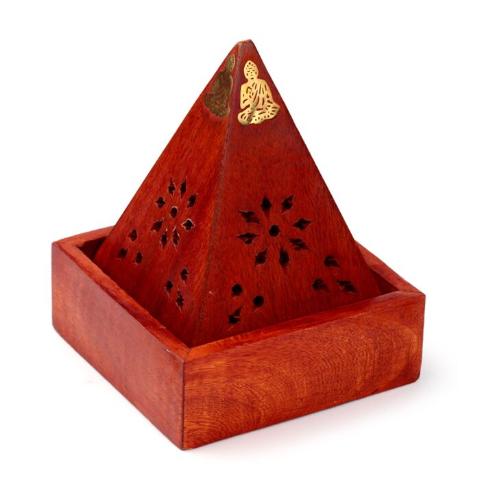 Brucia Incenso per Coni in Legno di Mango - Piramide con Buddha Thailandese