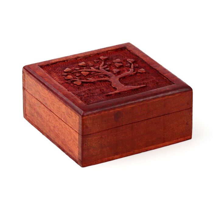 Scatola in Legno di Mango con Albero della Vita Intagliato