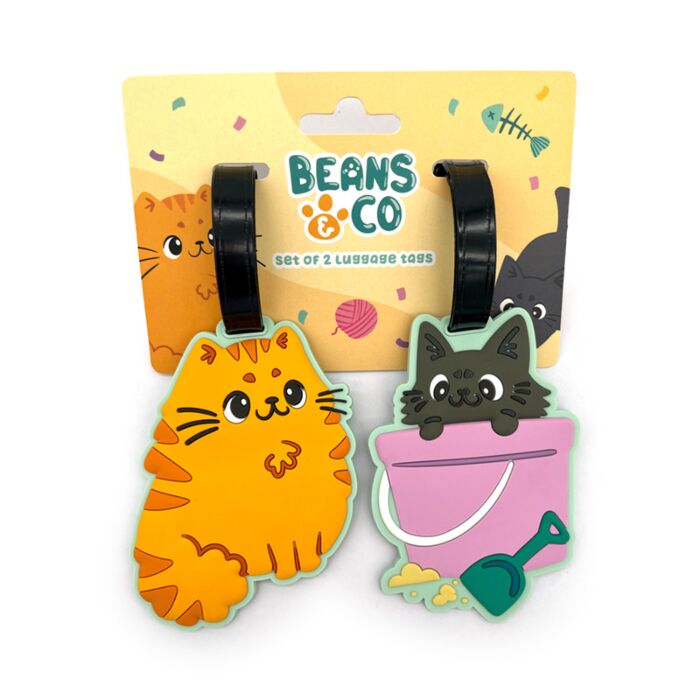 Set di 2 Etichette per Bagagli in PVC - Gatti Beans & Co