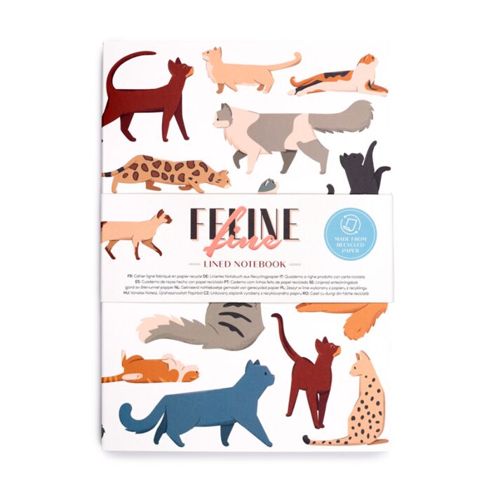 Quaderno A5 a Righe in Carta Riciclata - Gatti - Feline Fine