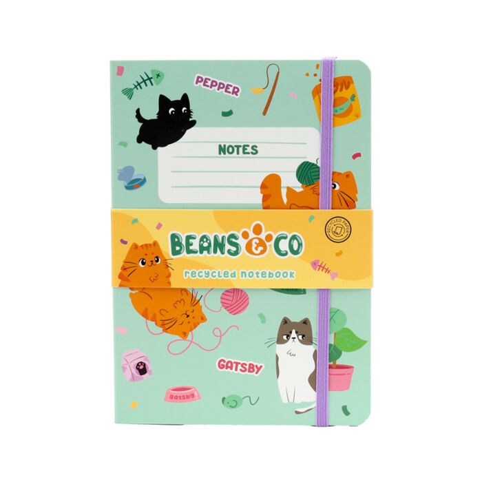Quaderno A5 a Righe in Carta Riciclata - Gatti Beans & Co