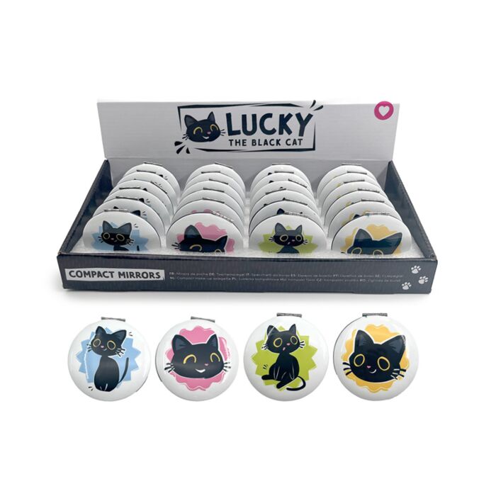 Specchietto da Borsa - Gatto Nero Portafortuna