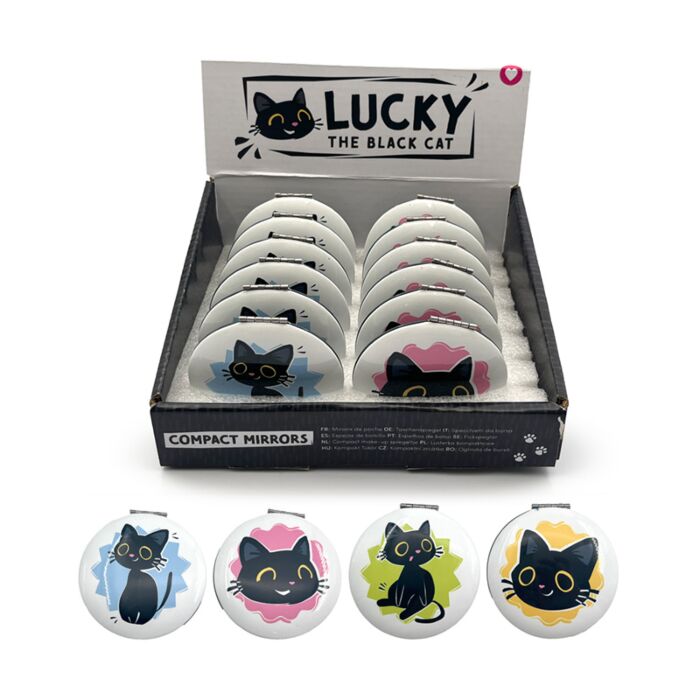 Specchietto da Borsa - Gatto Nero Portafortuna