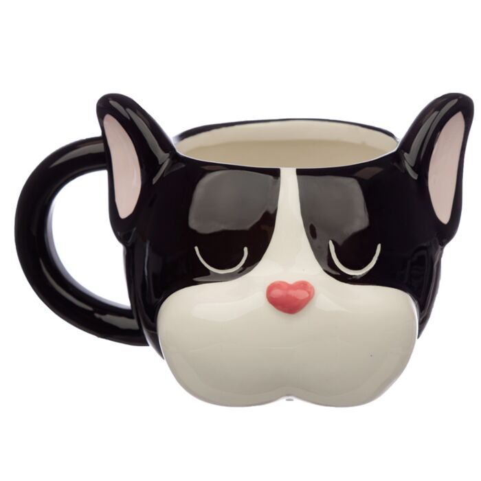 Tazza in Ceramica a Forma di Testa di Cane Bulldog Francese - Dog Squad