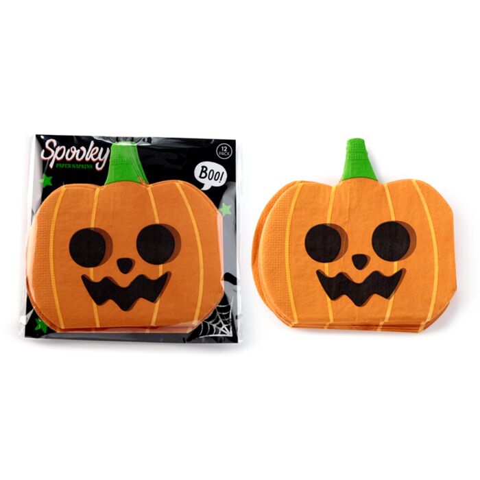 Tovaglioli di carta 3 veli - Confezione da 12 - Zucca di Halloween