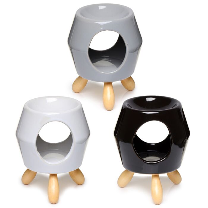 Brucia Essenze in Ceramica con Piedini Bianco