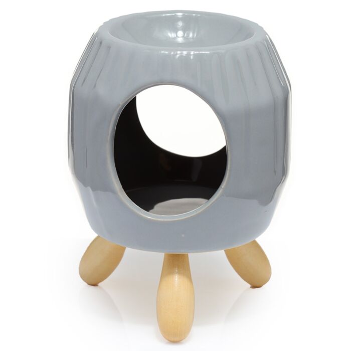 Brucia Essenze in Ceramica - Astratto Zigrinato con Piedini - Grigio