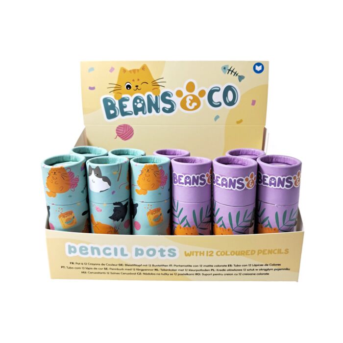 Tubo con Matite Colorate - 12 pezzi - Gatti Beans & Co