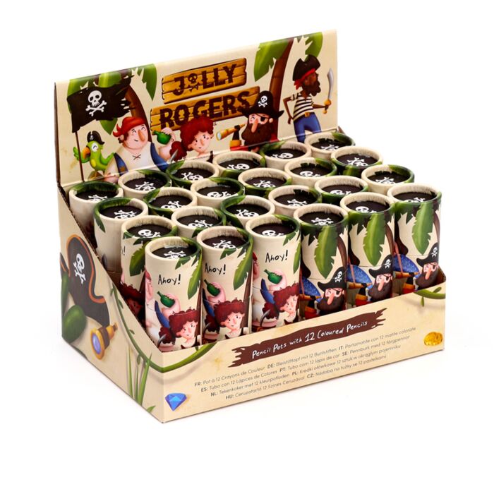 Tubo con Matite Colorate - 12 pezzi - Pirati - Jolly Rogers