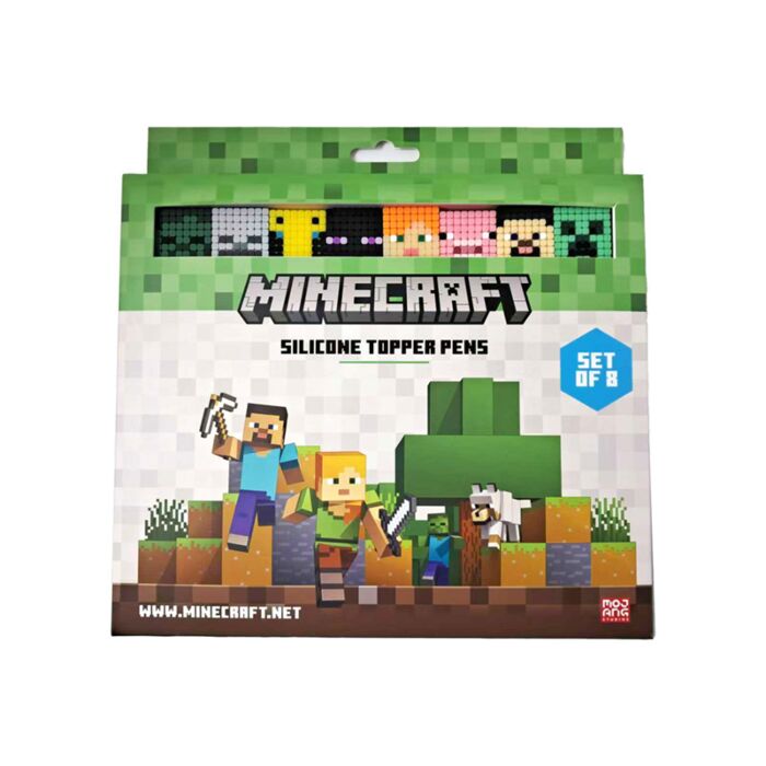 Set di 8 Penne a Punta Fine - Copripenna in Silicone - Minecraft 