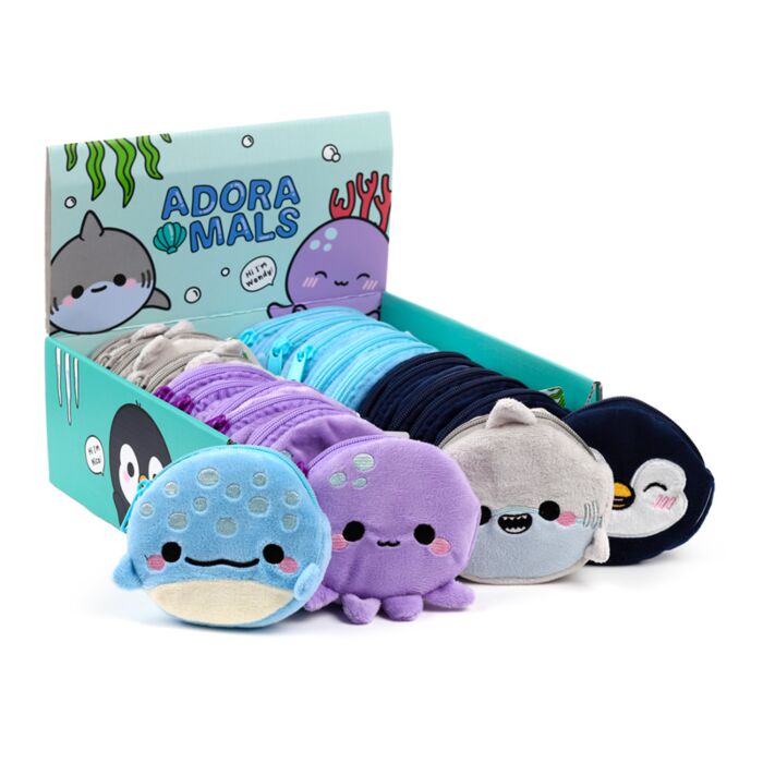 Mini Portamonete con Rivestimento in Peluche - Oceano - Animali Dolci