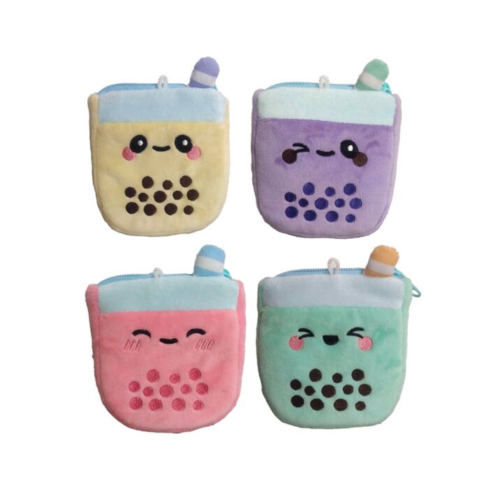 Mini Portamonete con Rivestimento in Peluche - Bubble Tea - Foodiemals