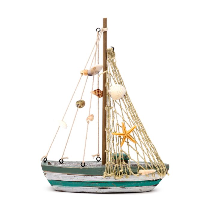 Decorazione Nautica - Barca a Vela con Conchiglie
