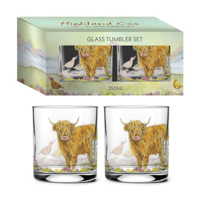Set di 2 Bicchieri Tumbler in Vetro - Bue Scozzese JAN PASHLEY