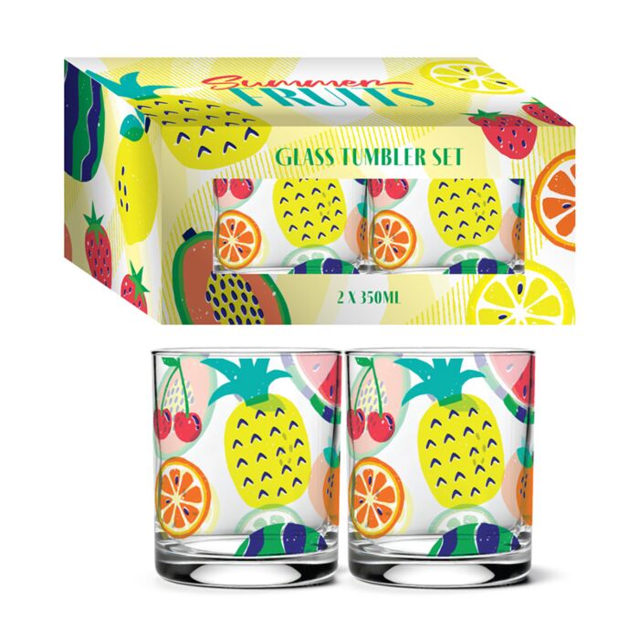 Set di 2 Bicchieri Tumbler in Vetro - Frutta Estiva