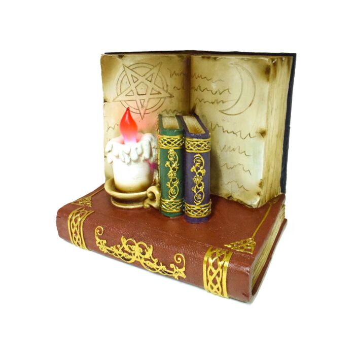 Espositore con LED per Statuette Gatti Neri con Cappello da Strega & Gufi Magici