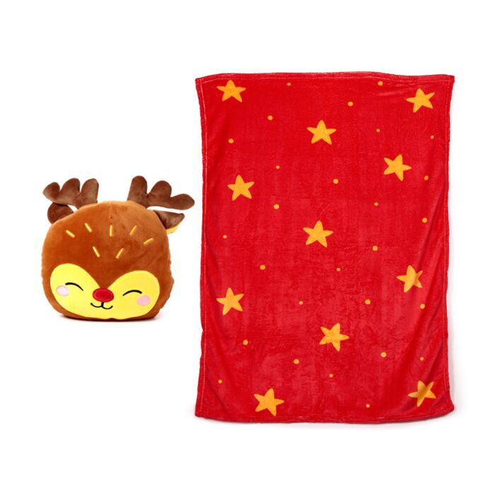 Cuscino di Peluche con Coperta 2 in 1 - Rudolph - Amici del Natale - Blankeazzz