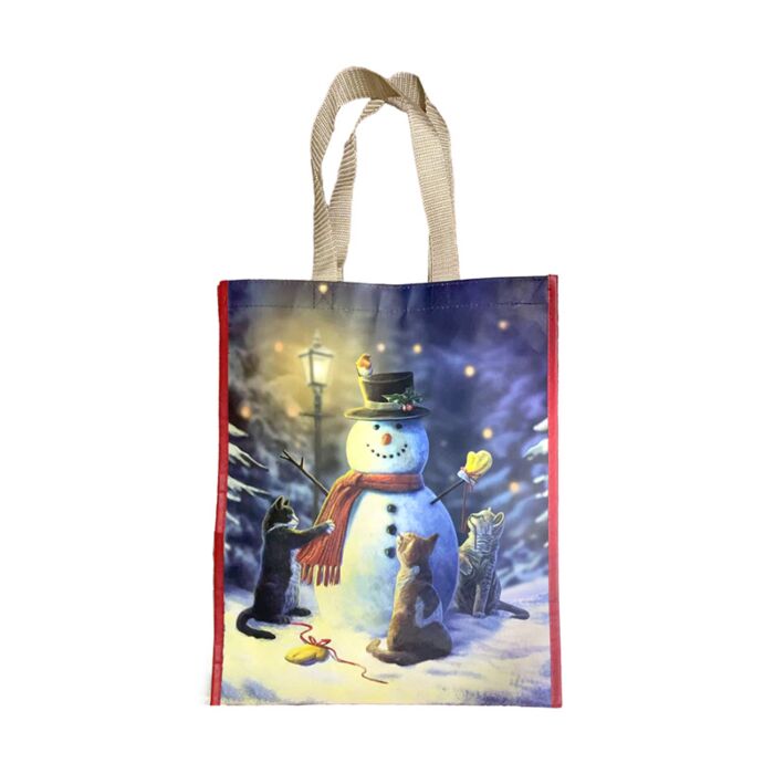 Borsa Shopper, Natalizia - Gatto & Pupazzo di Neve - Cats & Snowman - Lisa Parker