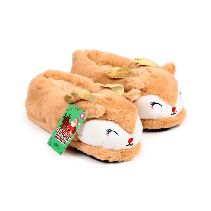 Pantofole in Peluche, Natalizie - Renna - Banda Natalizia (Taglia Unica)