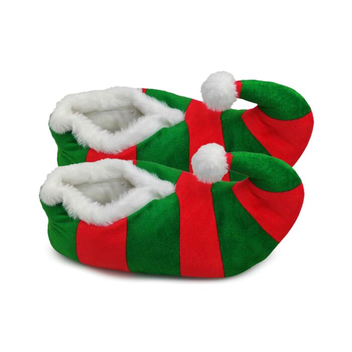 Pantofole Natalizie da Elfo in Peluche - Banda Natalizia (Taglia Unica)