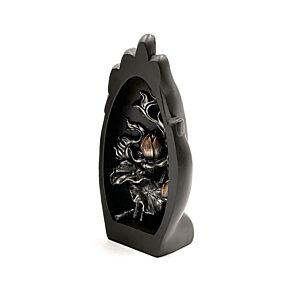 Fiore di Loto - Argento e Nero - Intaglio nella Forma di Mano
