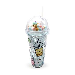 Bicchierone con Tappo con Decorazioni e Cannuccia - Bubble Tea - Foodiemals