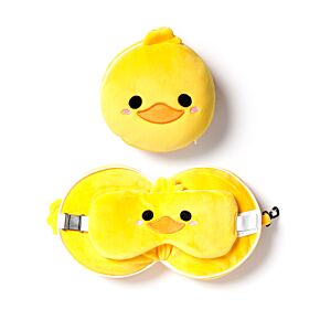 Cuscino da Viaggio con Maschera Relaxeazzz - Papera - Animali Dolci