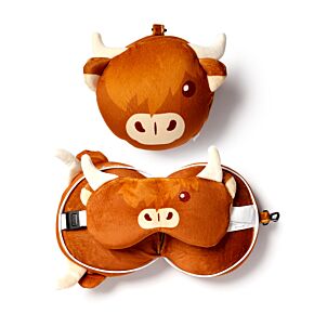 Cuscino da Viaggio con Maschera Relaxeazzz - Bue Scozzese
