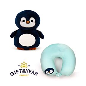 Cuscino da Viaggio con Peluche 2 in 1 - Nico il Pinguino - Swapseazzz