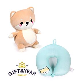 Cuscino da Viaggio con Peluche 2 in 1 - Shuggs lo Shiba Inu - Swapseazzz
