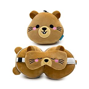 Cuscino da Viaggio con Maschera Relaxeazzz - Mimi la Marmotta Animali della Montagna
