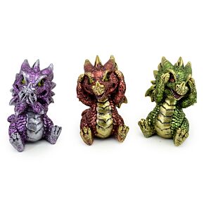 Set di 3 Baby Drago degli Elementi - Non Vedo, Non Sento, Non Parlo