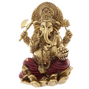 Miniatura in resina - Ganesh Oro e Rosso - 16cm