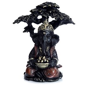 Ganesh Seduto sotto Albero - Oro e Nero
