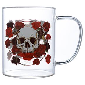 Tazza in Vetro - Teschi e Rose