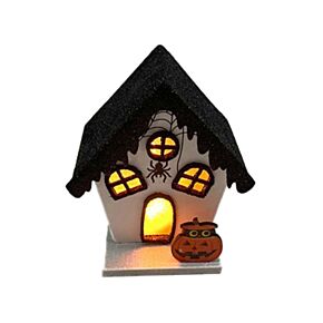 Casetta Decorativa per Halloween con LED - Zucca e Ragno Spooky