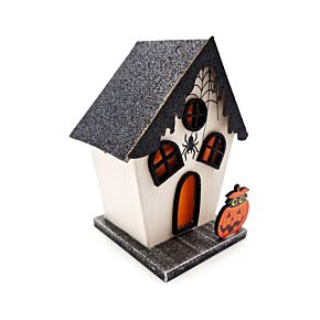 Casetta Decorativa per Halloween con LED - Zucca e Ragno Spooky