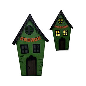 Casetta Decorativa per Halloween con LED - Casa Alta e Spaventosa - Spooky