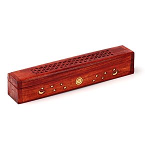 Scatola Porta Incenso in Legno di Mango - Sole, Luna e Stelle
